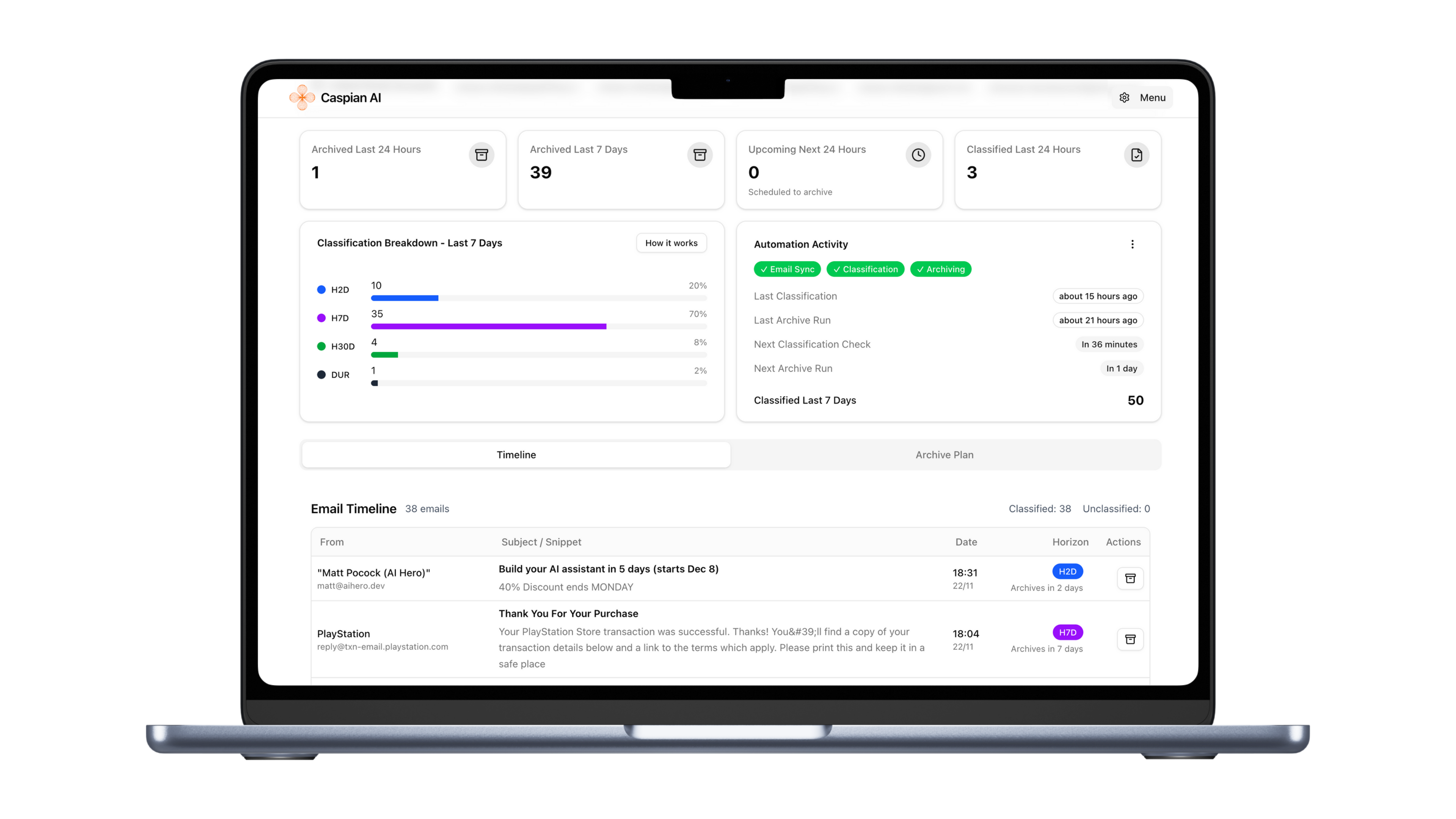 Caspian AI Hero Image, the app dashboard
